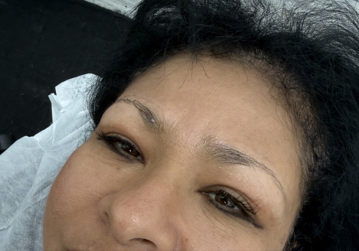 Client brows before permanent makeup